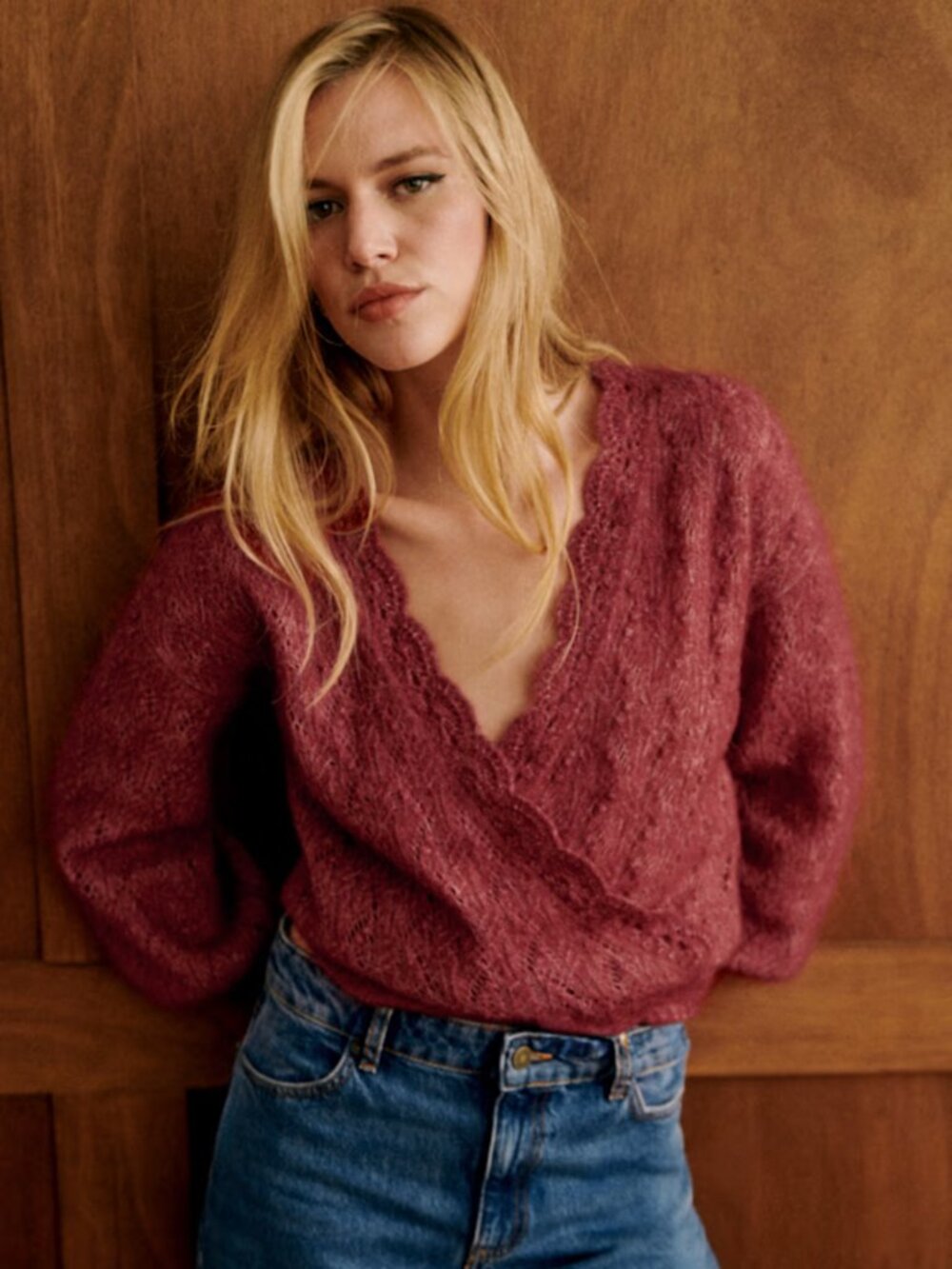 Sezane Nathalia Sweater Size S - Rust Lace Wrap Sweater